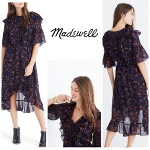 Madewell Ruffle Midi Dress in Climbing Vine